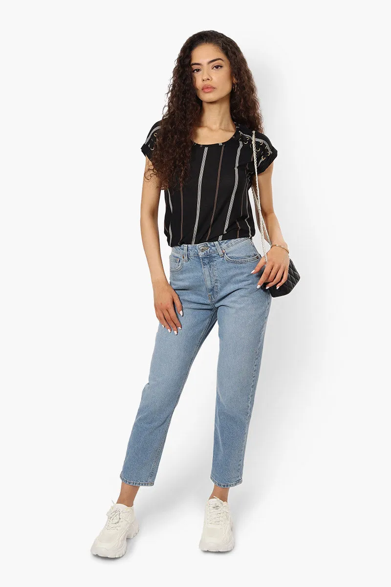 Beechers Brook Striped Short Sleeve Blouse - Black sold by Fairweather product image thumbnail 2