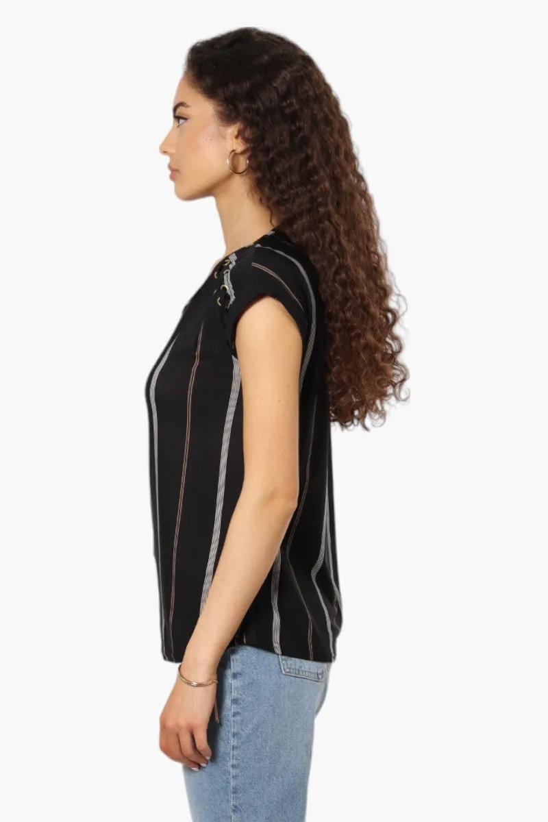 Beechers Brook Striped Short Sleeve Blouse - Black sold by Fairweather product image thumbnail 3