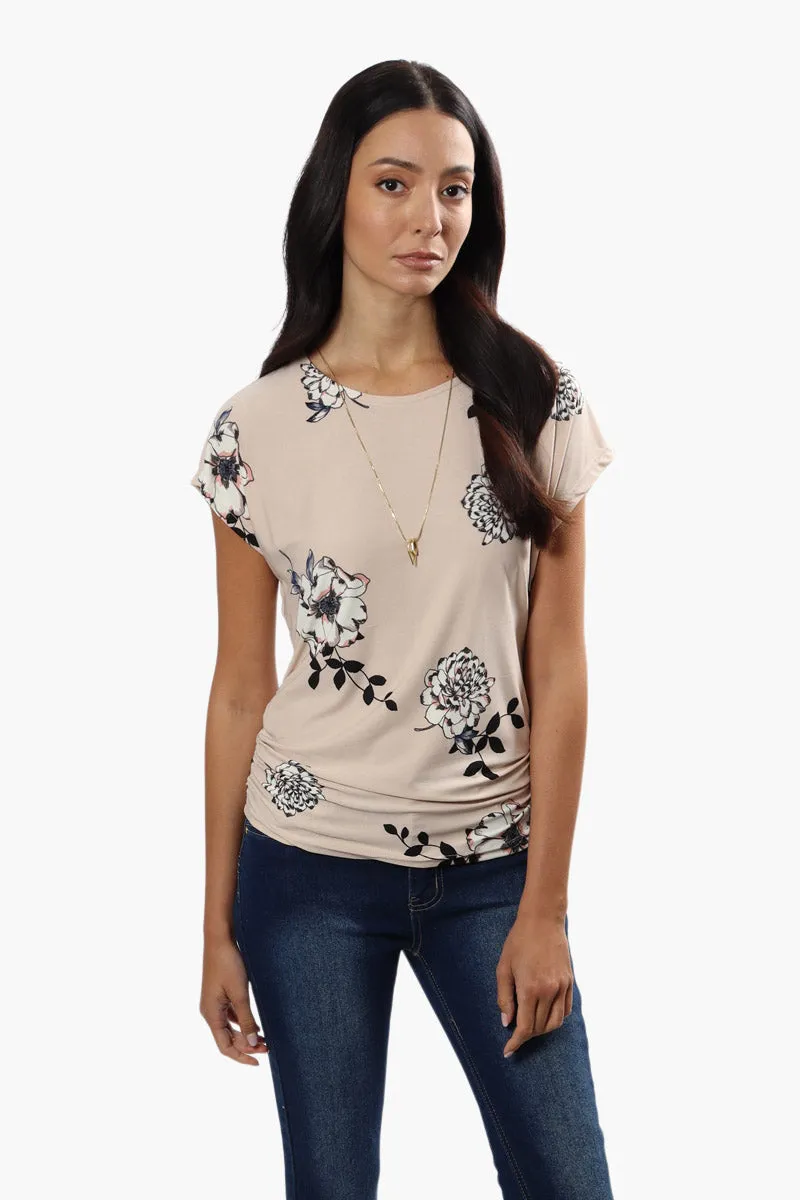 Beechers Brook Floral Side Cinched Shirt - Beige sold by Fairweather