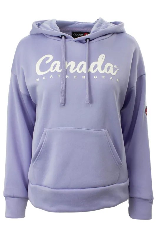 Canada Weather Gear Centre Logo Pullover Hoodie - Lavender sold by Fairweather
