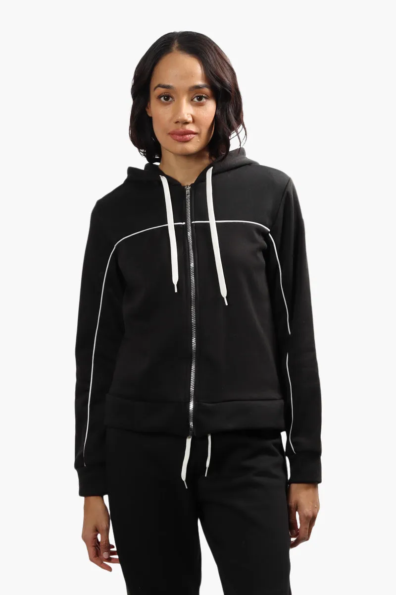 Fahrenheit Solid Piping Detail Hoodie - Black sold by Fairweather