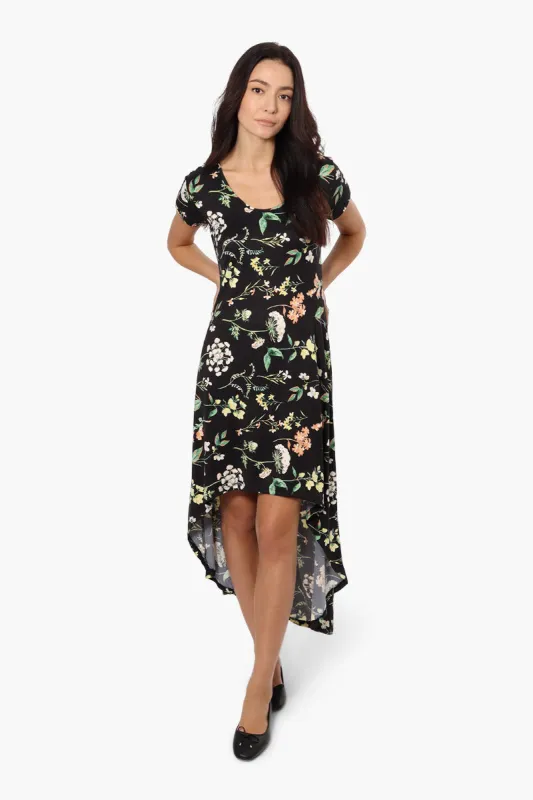 International INC Company Floral High Low Maxi Dress - Black sold by Fairweather