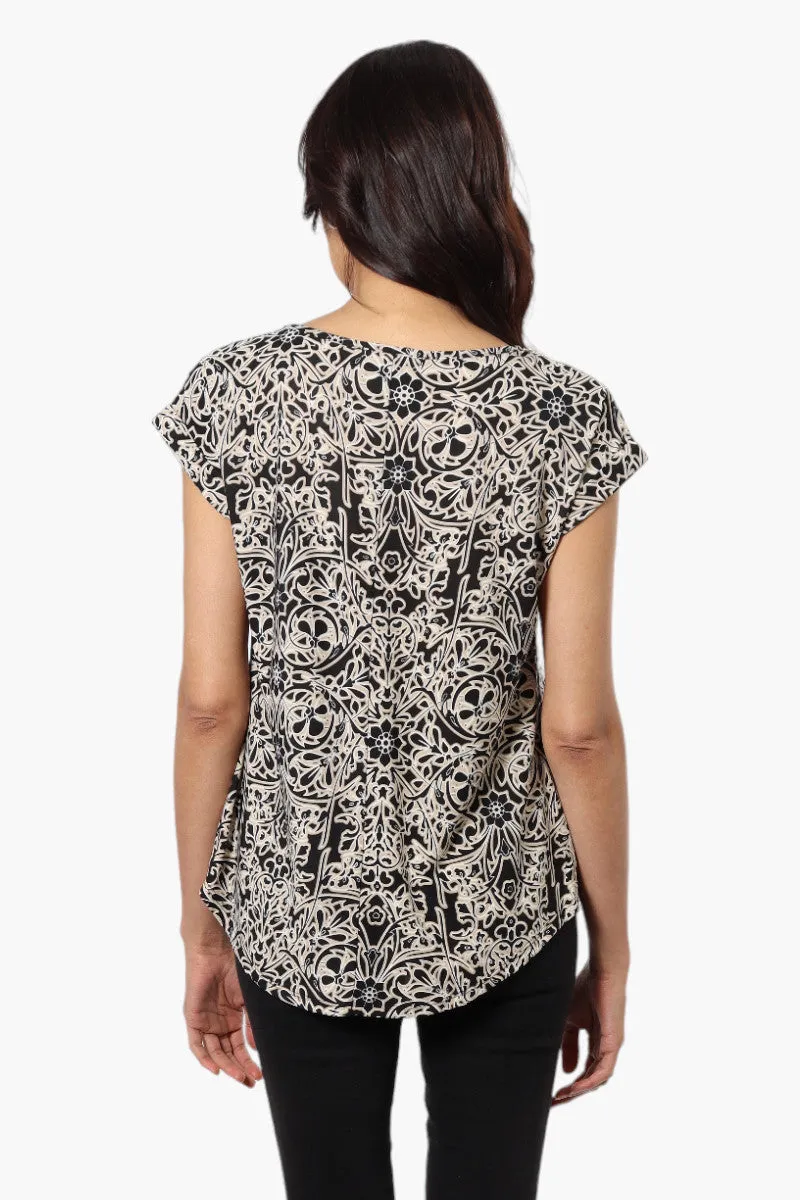 Beechers Brook Patterned Cap Sleeve Blouse - Beige sold by Fairweather product image thumbnail 4