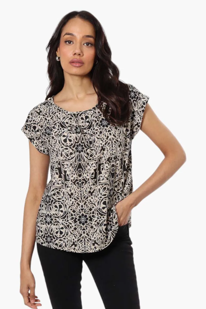 Beechers Brook Patterned Cap Sleeve Blouse - Beige sold by Fairweather
