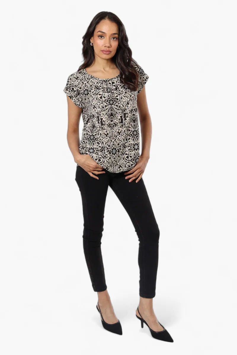 Beechers Brook Patterned Cap Sleeve Blouse - Beige sold by Fairweather product image thumbnail 2