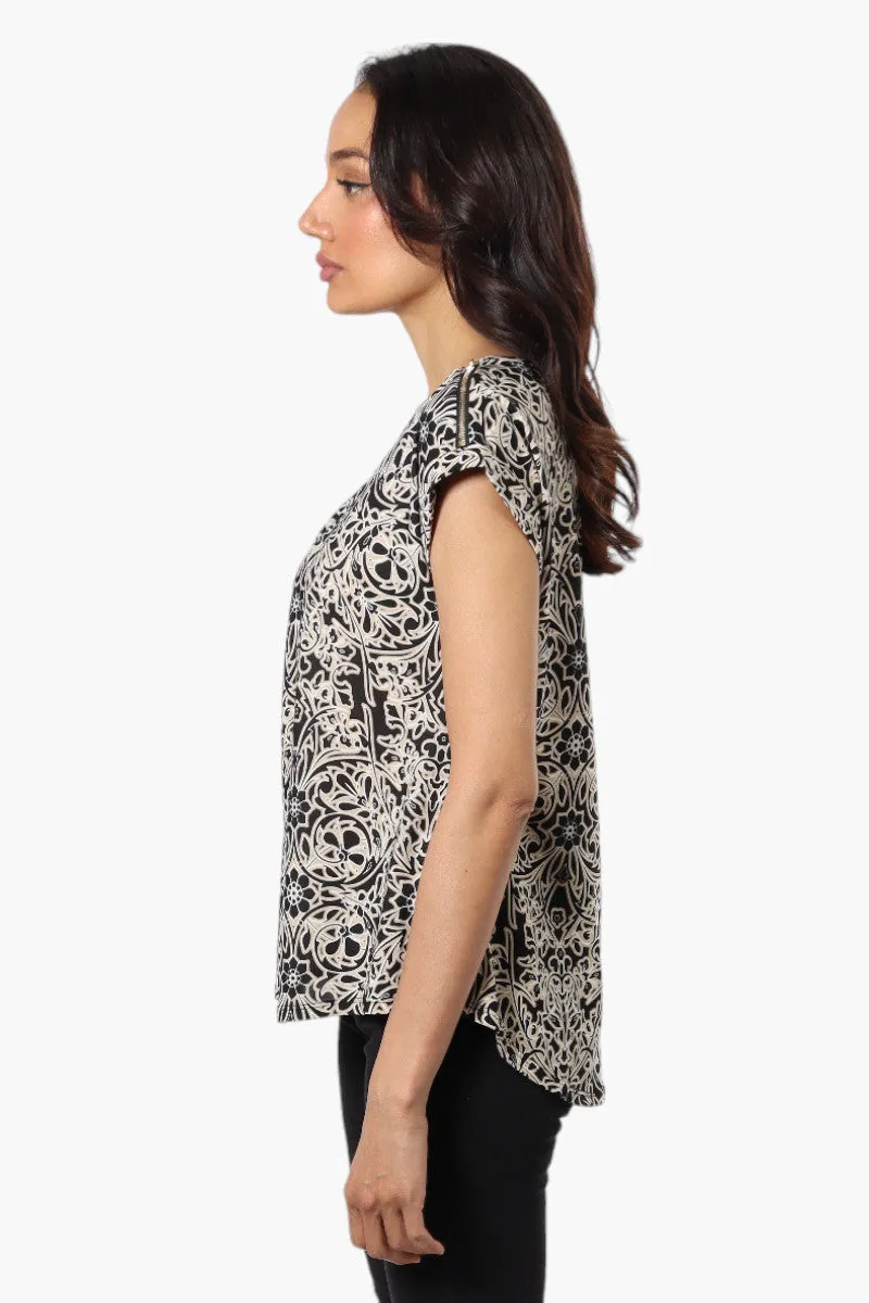 Beechers Brook Patterned Cap Sleeve Blouse - Beige sold by Fairweather product image thumbnail 3