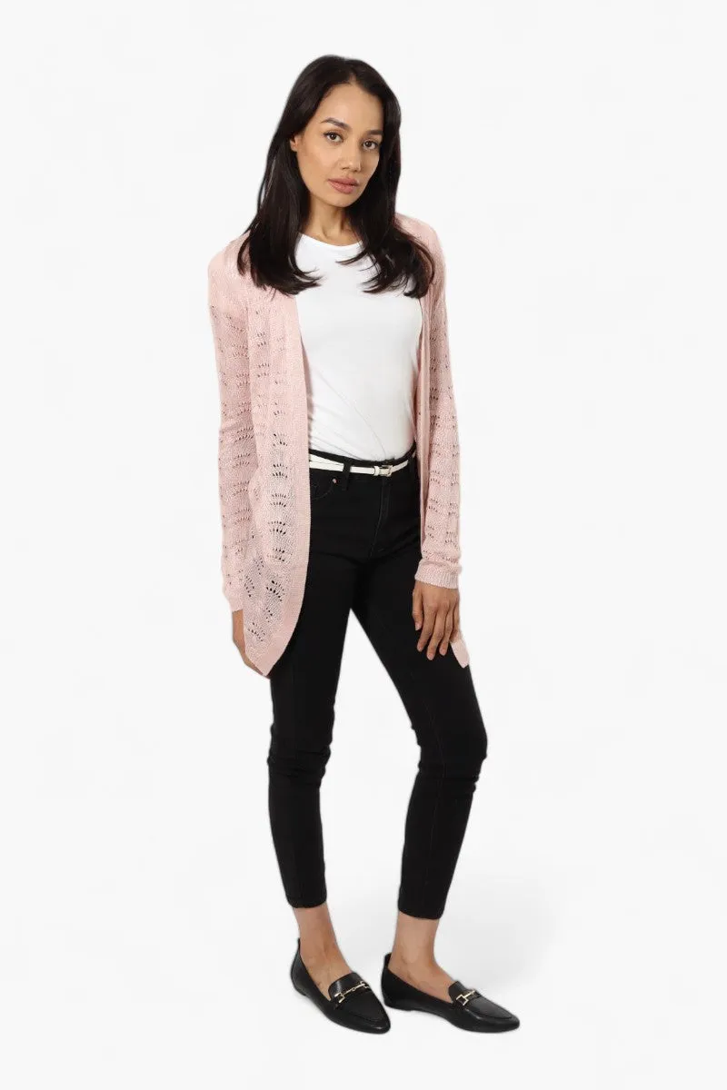 Impress Long Sleeve Crochet Shrug Cardigan - Pink sold by Fairweather product image thumbnail 2