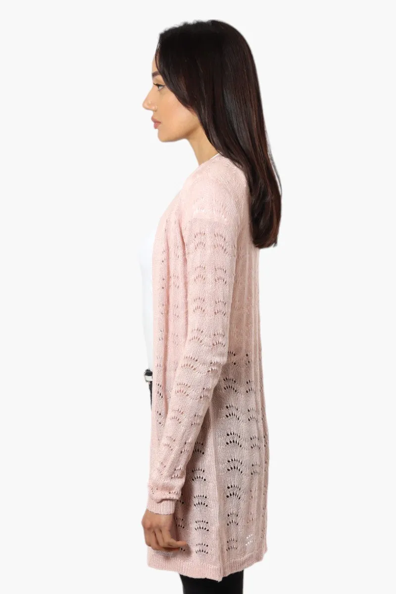 Impress Long Sleeve Crochet Shrug Cardigan - Pink sold by Fairweather product image thumbnail 3