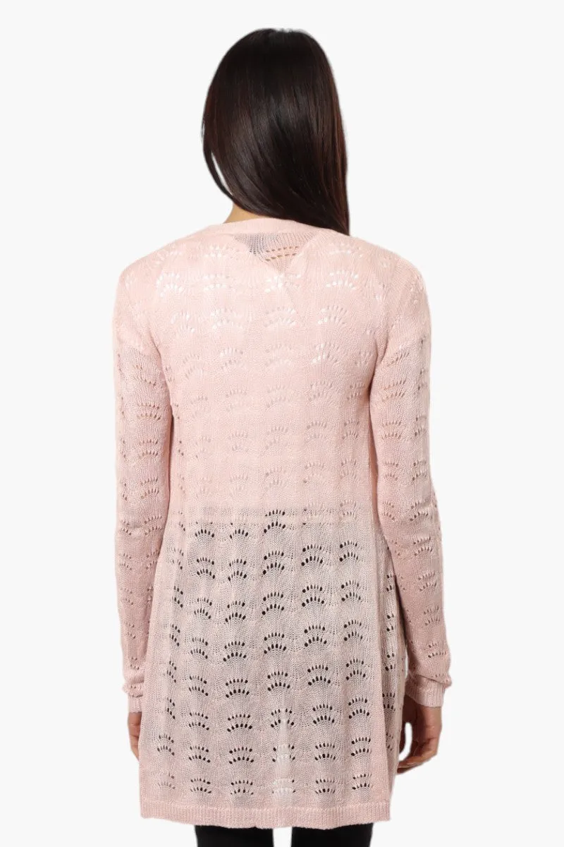 Impress Long Sleeve Crochet Shrug Cardigan - Pink sold by Fairweather product image thumbnail 4