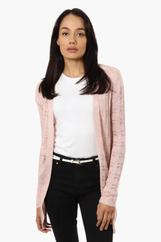 Impress Long Sleeve Crochet Shrug Cardigan - Pink sold by Fairweather