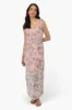 Majora Leaf Pattern Mesh Maxi Dress - Beige sold by Fairweather