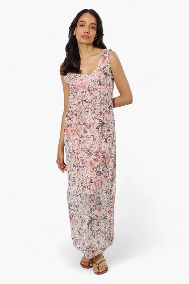 Majora Leaf Pattern Mesh Maxi Dress - Beige sold by Fairweather product image thumbnail 2