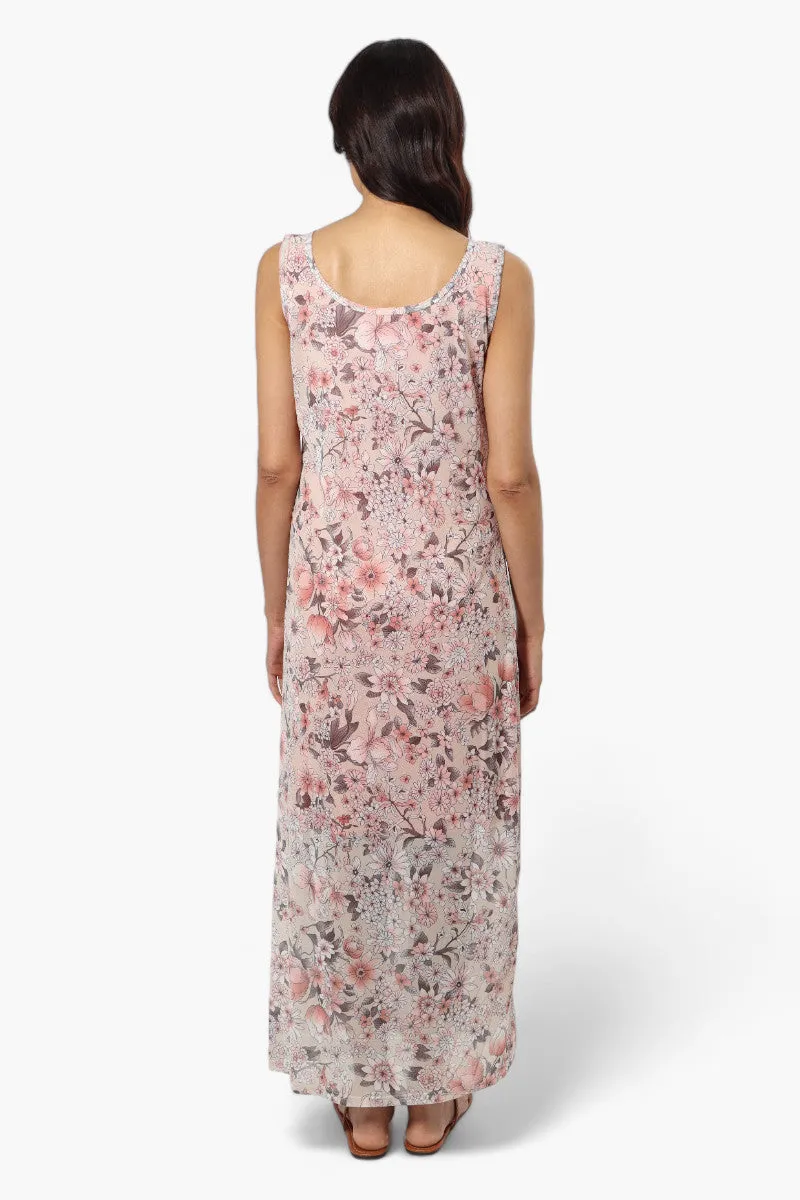 Majora Leaf Pattern Mesh Maxi Dress - Beige sold by Fairweather product image thumbnail 4