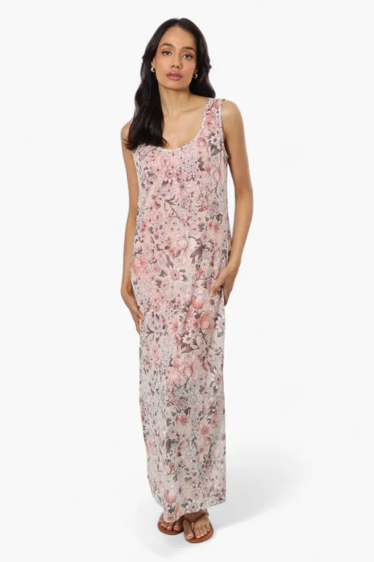 Majora Leaf Pattern Mesh Maxi Dress - Beige sold by Fairweather