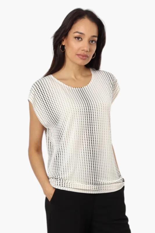 Impress Dotted Pattern Cap Sleeve Blouse - White sold by Fairweather