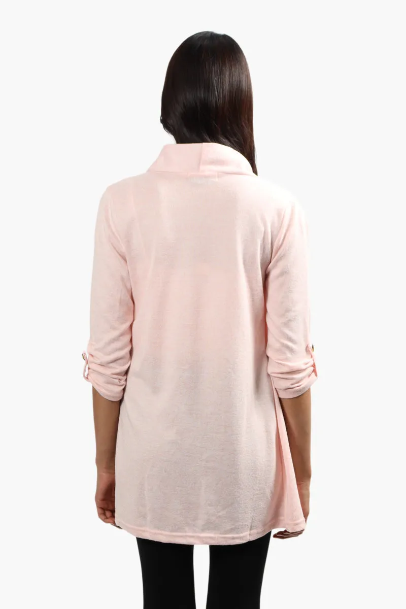 Runaway Bay Roll Up Sleeve Open Cardigan - Pink sold by Fairweather product image thumbnail 4