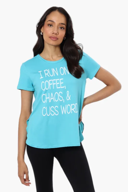 Magazine Coffee And Choas Print Tee - Blue sold by Fairweather