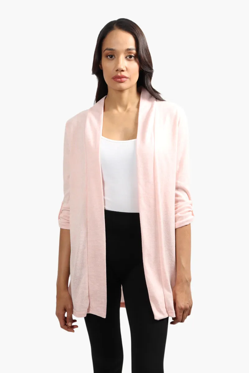 Runaway Bay Roll Up Sleeve Open Cardigan - Pink sold by Fairweather