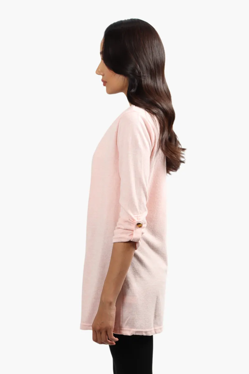 Runaway Bay Roll Up Sleeve Open Cardigan - Pink sold by Fairweather product image thumbnail 3