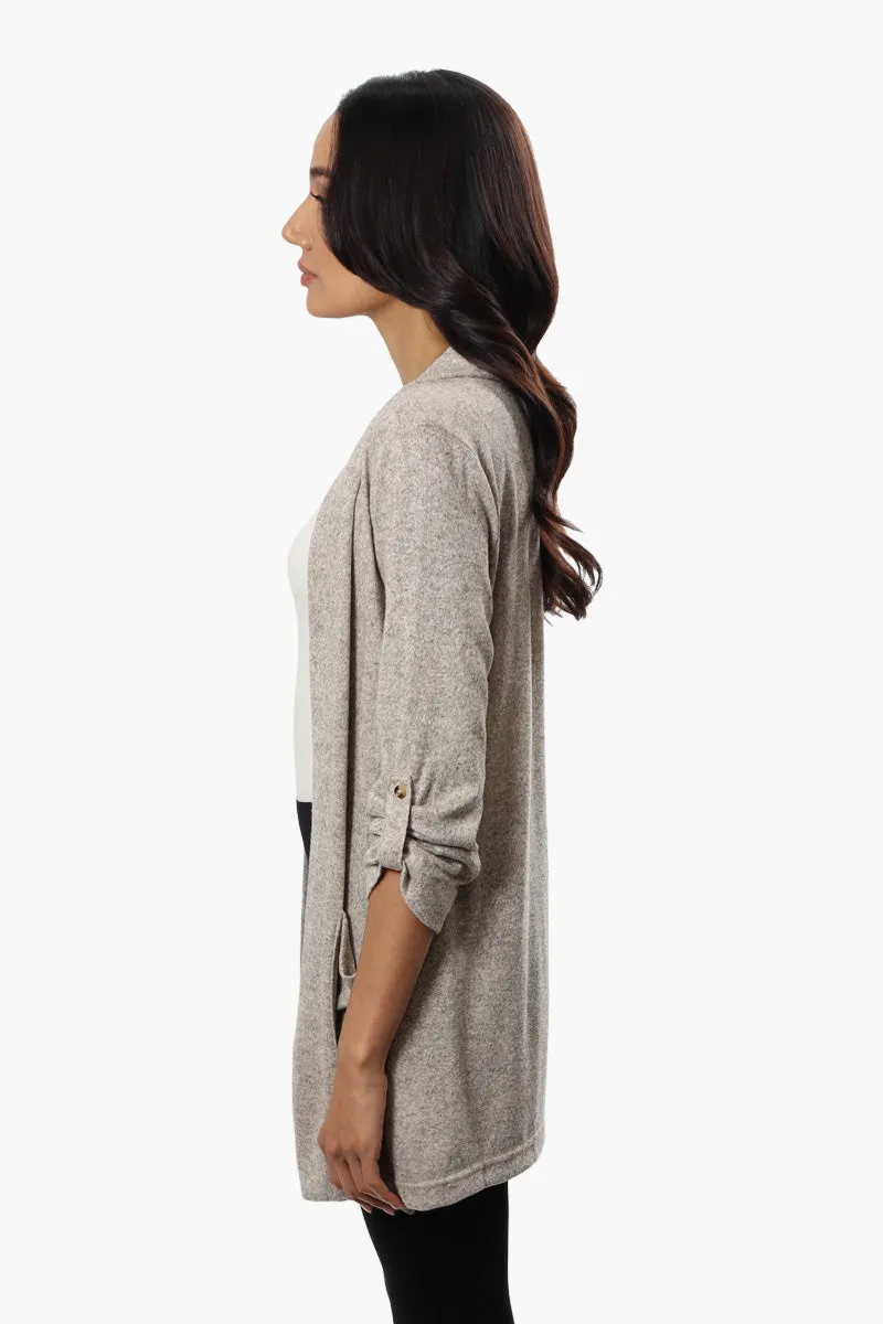 Majora Open Front Roll Up Sleeve Cardigan - Beige sold by Fairweather product image thumbnail 3