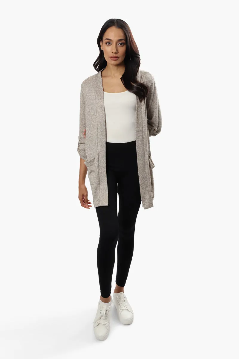 Majora Open Front Roll Up Sleeve Cardigan - Beige sold by Fairweather product image thumbnail 2