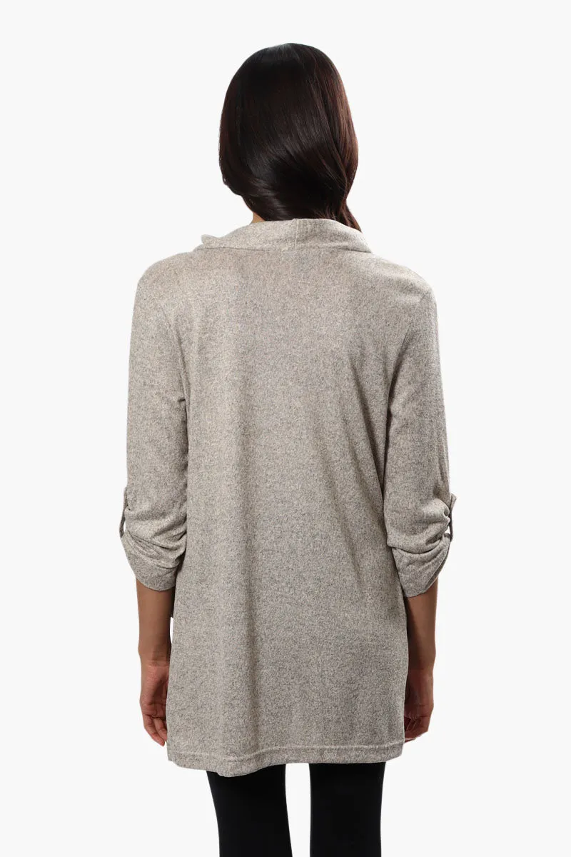 Majora Open Front Roll Up Sleeve Cardigan - Beige sold by Fairweather product image thumbnail 4