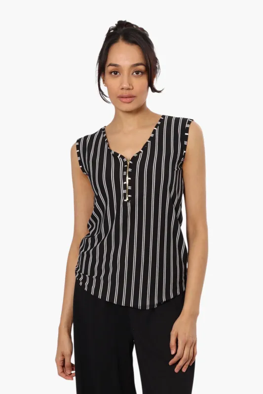International INC Company Striped Front Zip Tank Top - Black sold by Fairweather