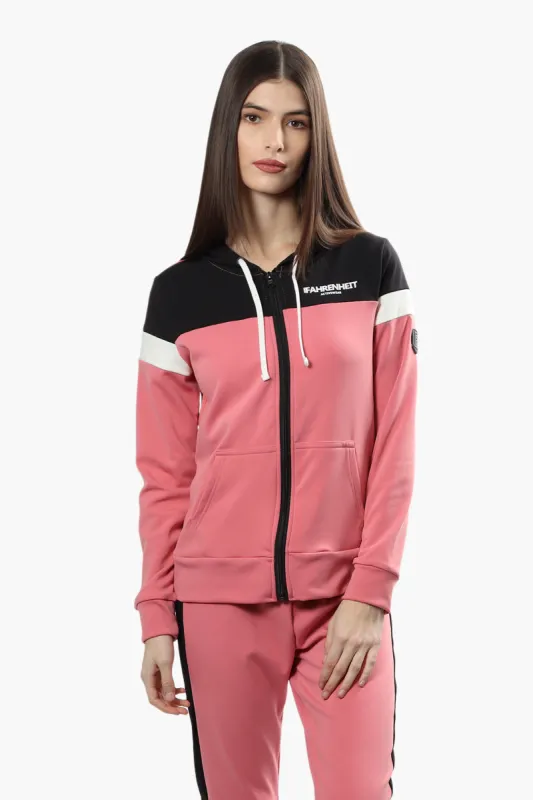 Fahrenheit Colour Block Front Zip Hoodie - Pink sold by Fairweather