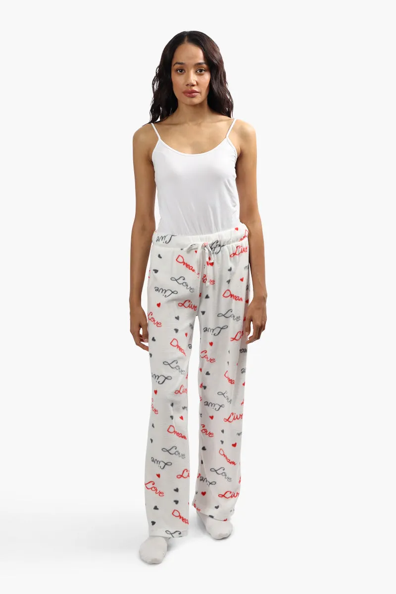 Cuddly Canuckies Plush Love Print Pajama Pants - White sold by Fairweather product image thumbnail 2