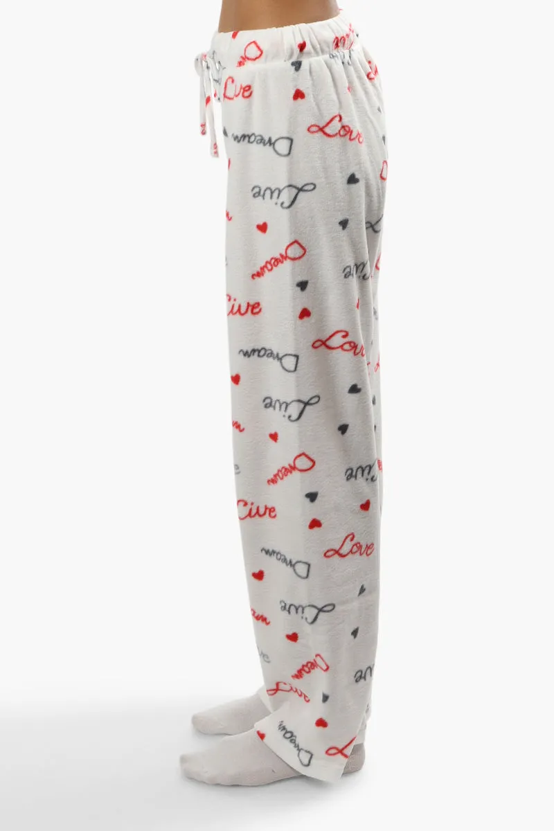 Cuddly Canuckies Plush Love Print Pajama Pants - White sold by Fairweather product image thumbnail 3