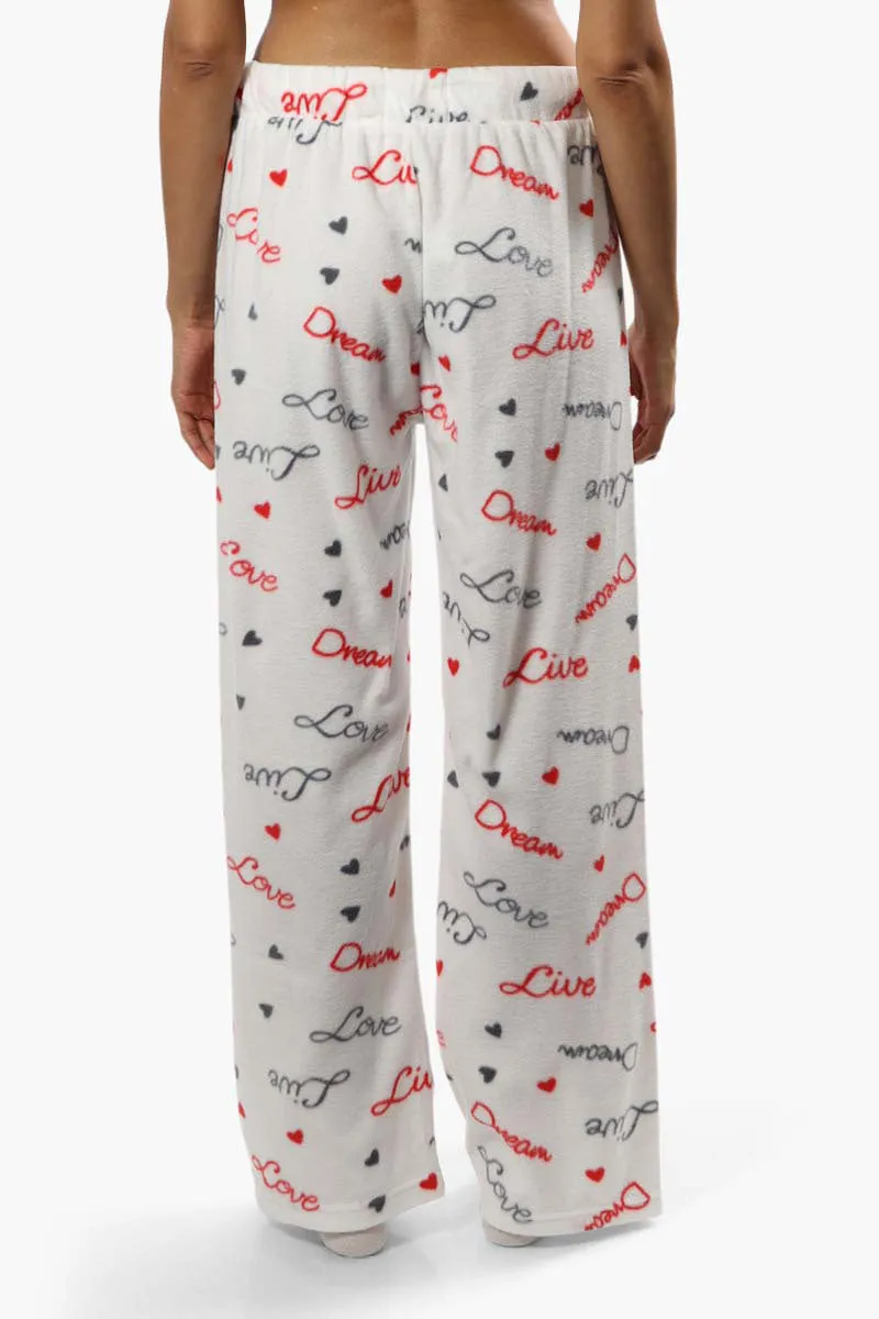 Cuddly Canuckies Plush Love Print Pajama Pants - White sold by Fairweather product image thumbnail 4