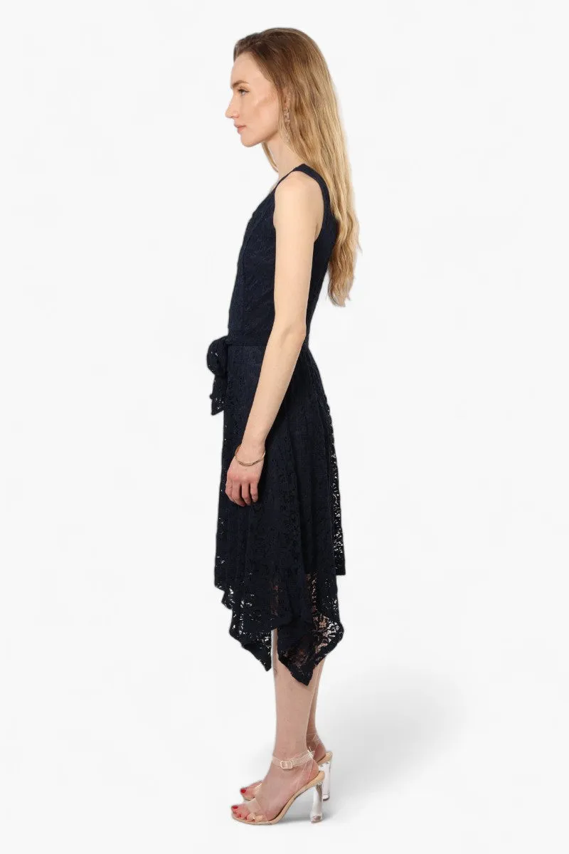 Limite Belted Lace Keyhole Cocktail Dress - Navy sold by Fairweather product image thumbnail 3