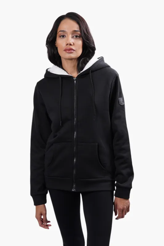 Fahrenheit Sherpa Lined Front Zip Hoodie - Black sold by Fairweather