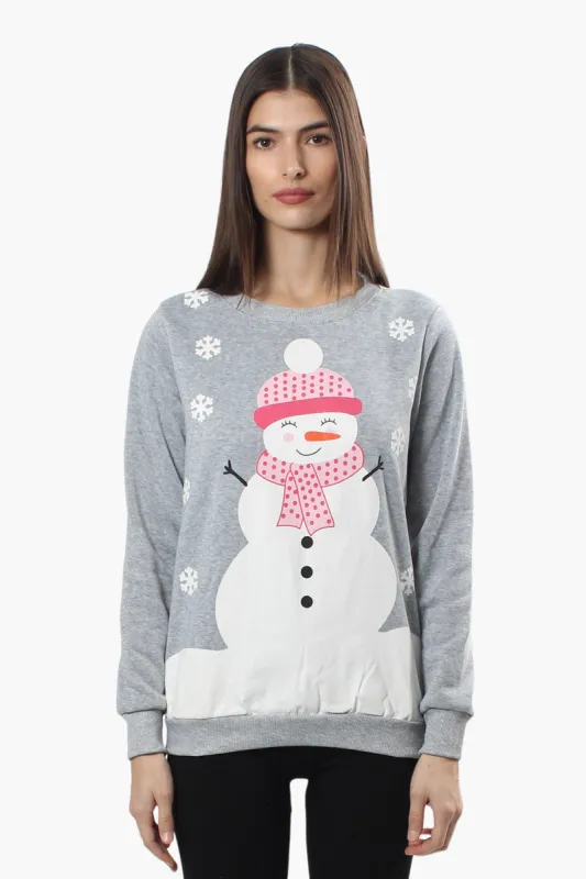 Ugly Christmas Sweater Snowman Print Christmas Sweater - Grey sold by Fairweather