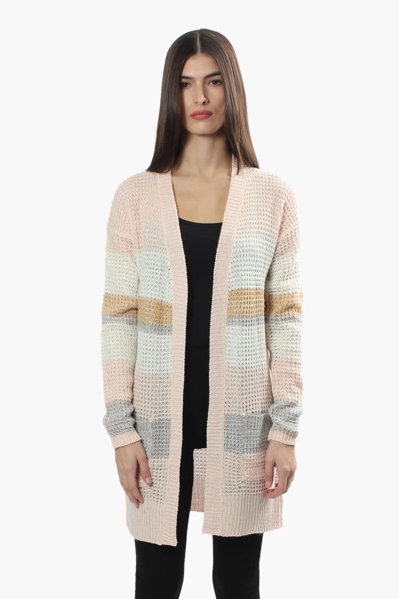 International INC Company Striped Open Front Cardigan - Pink sold by Fairweather