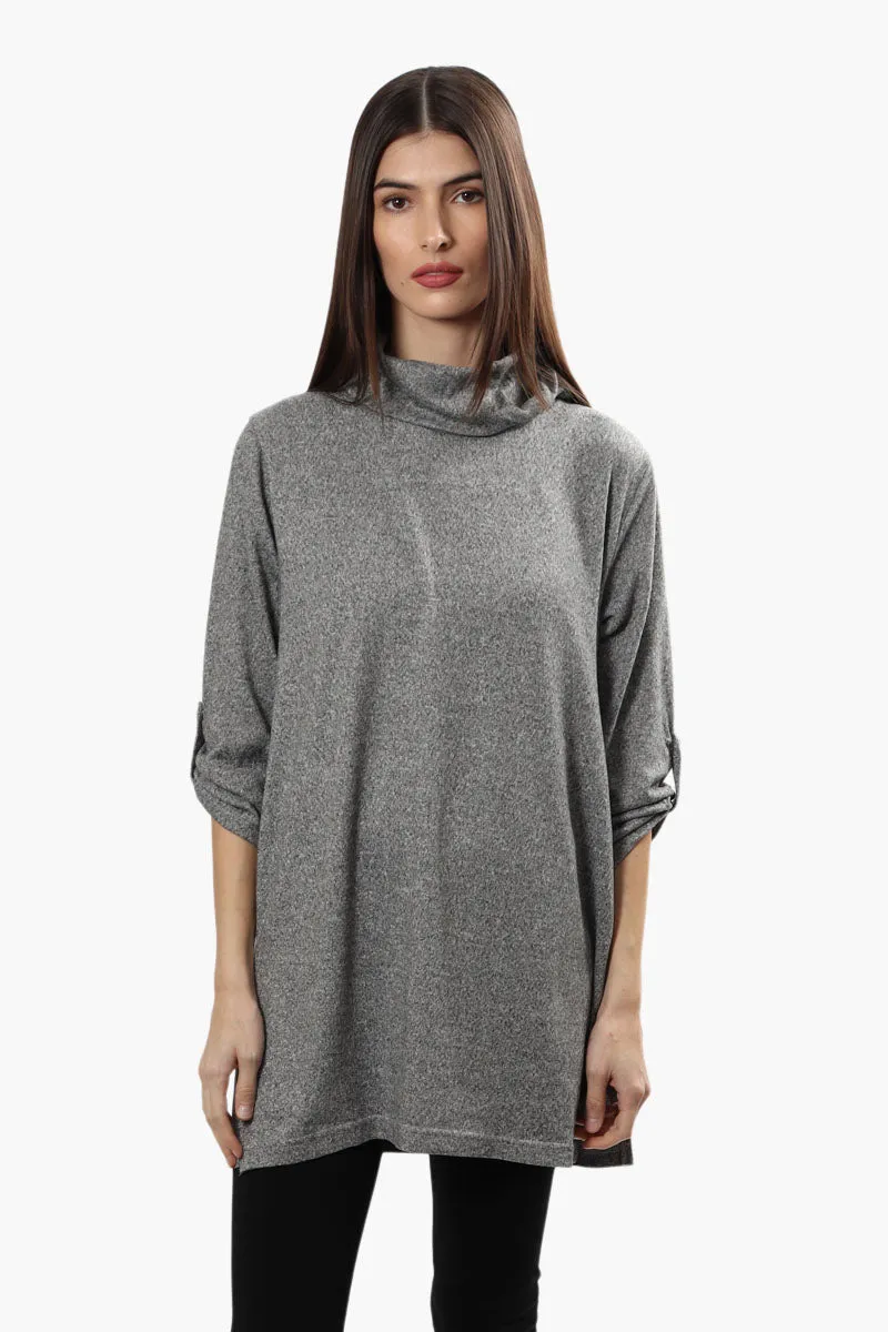 Runaway Bay Cowl Neck Roll Up Long Sleeve Top - Grey sold by Fairweather