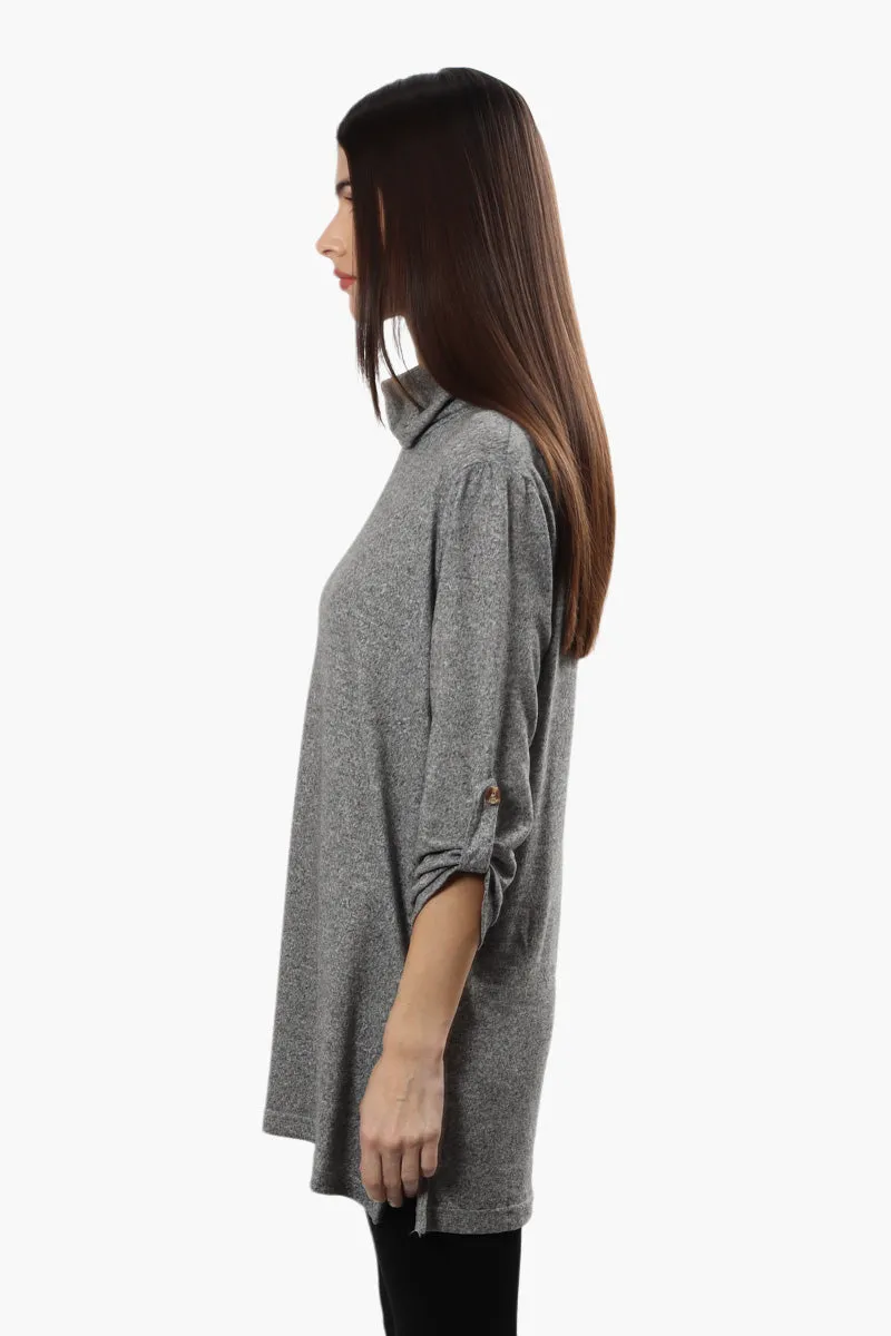 Runaway Bay Cowl Neck Roll Up Long Sleeve Top - Grey sold by Fairweather product image thumbnail 3