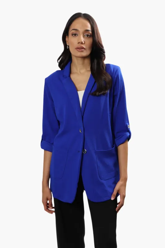 Impress Roll Up Sleeve 2 Button Blazer - Blue sold by Fairweather