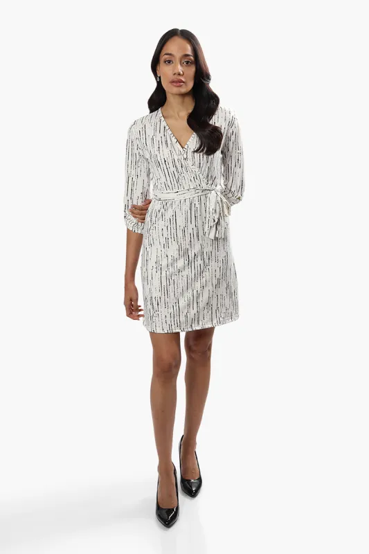 Majora Patterned Crossover Day Dress - White sold by Fairweather