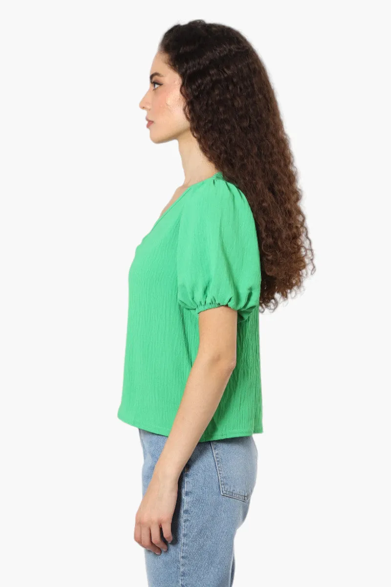 Magazine V-Neck Bell Sleeve Blouse - Green sold by Fairweather product image thumbnail 3