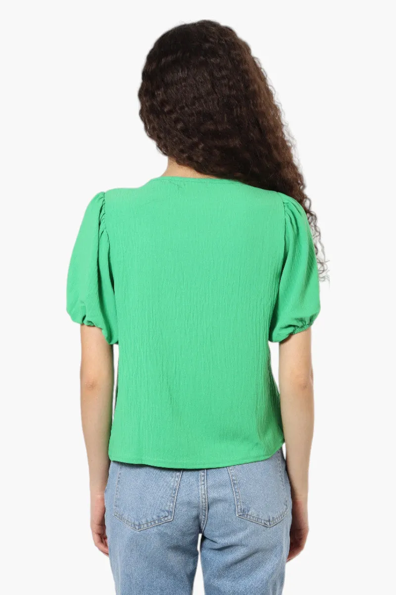 Magazine V-Neck Bell Sleeve Blouse - Green sold by Fairweather product image thumbnail 4