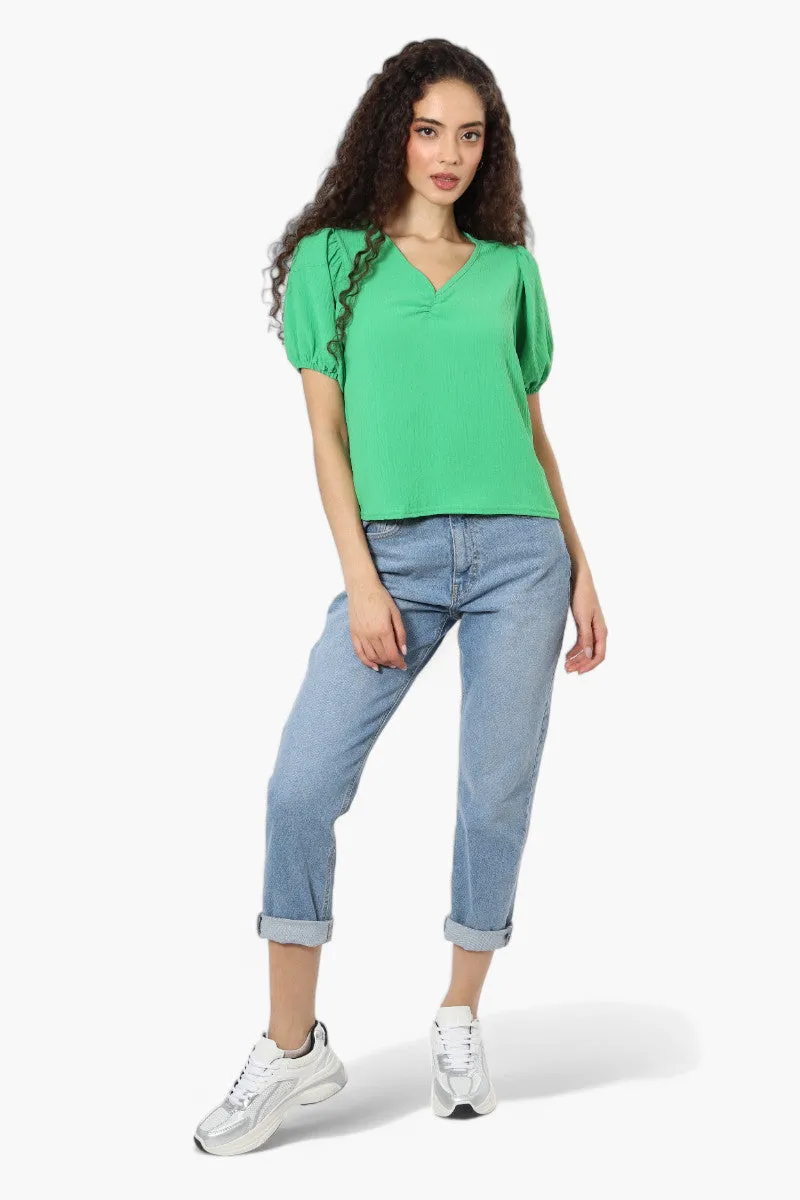Magazine V-Neck Bell Sleeve Blouse - Green sold by Fairweather product image thumbnail 2