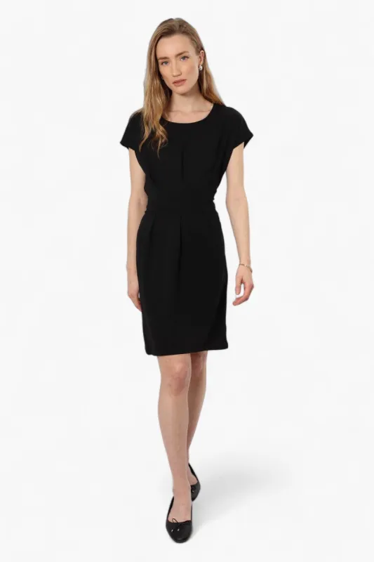 Limite Cap Sleeve Pleated Day Dress - Black made by Fairweather