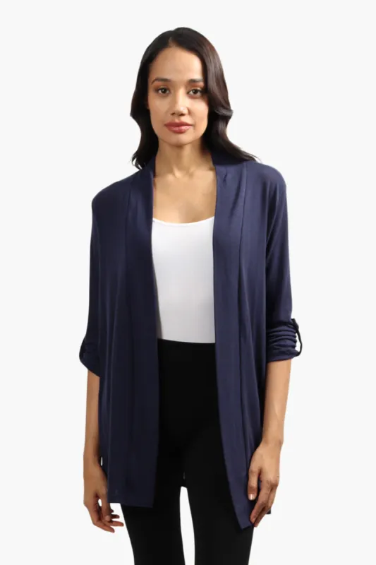 Majora Roll Up Sleeve Open Front Cardigan - Navy sold by Fairweather