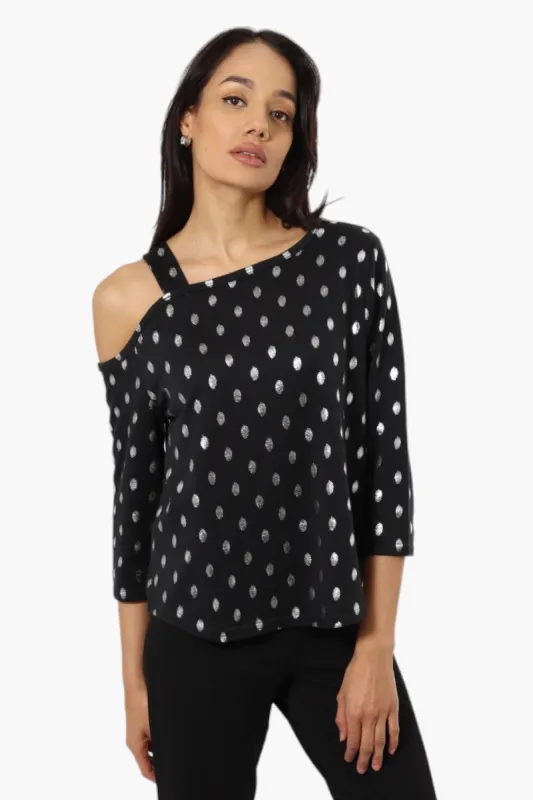 New Look Polka Dot Cold Shoulder Blouse - Black sold by Fairweather
