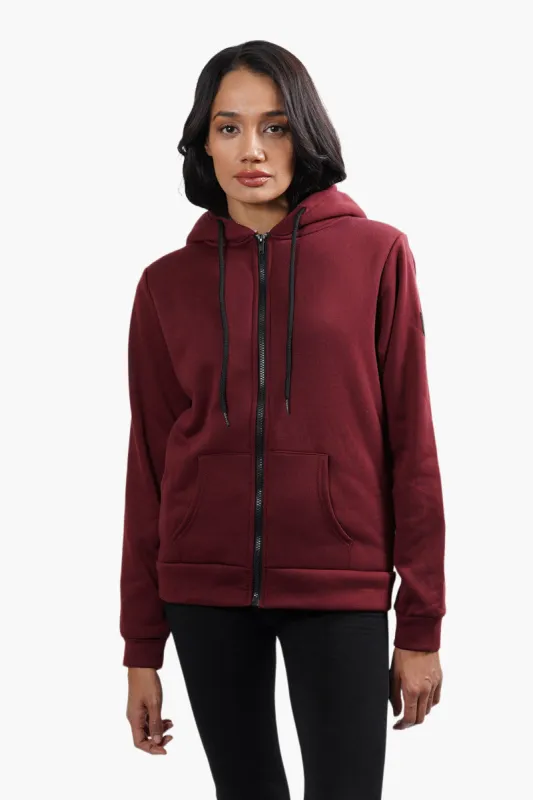 Fahrenheit Sherpa Lined Front Zip Hoodie - Burgundy sold by Fairweather