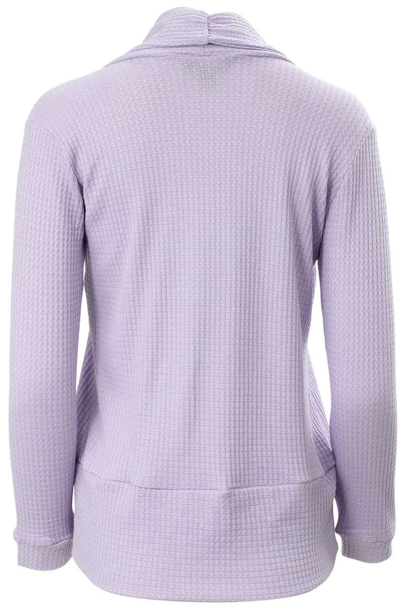 Mikk Waffle Open Front Cardigan - Lavender sold by Fairweather product image thumbnail 3