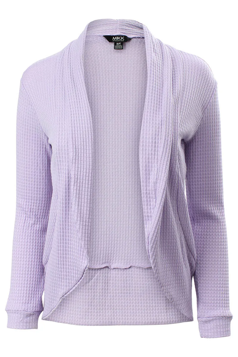 Mikk Waffle Open Front Cardigan - Lavender sold by Fairweather