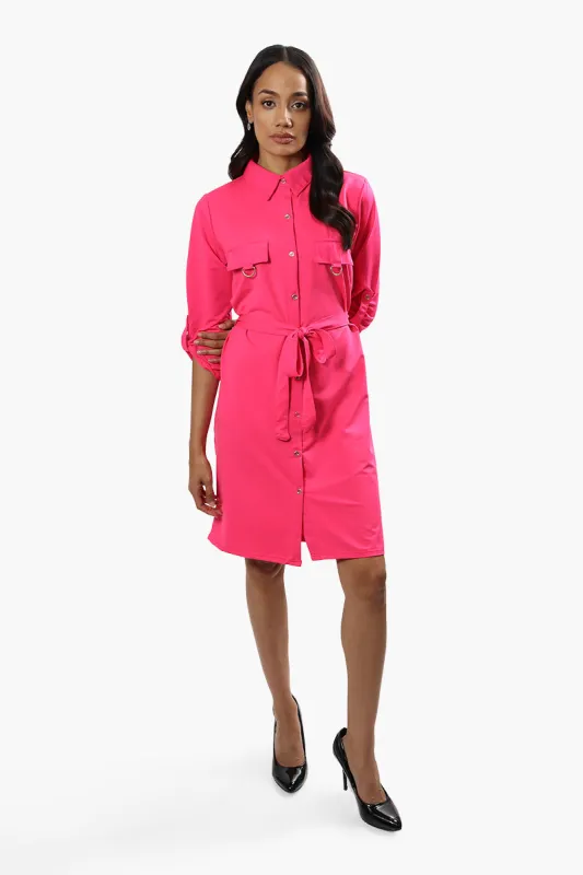 Beechers Brook Belted Button Up Day Dress - Pink sold by Fairweather