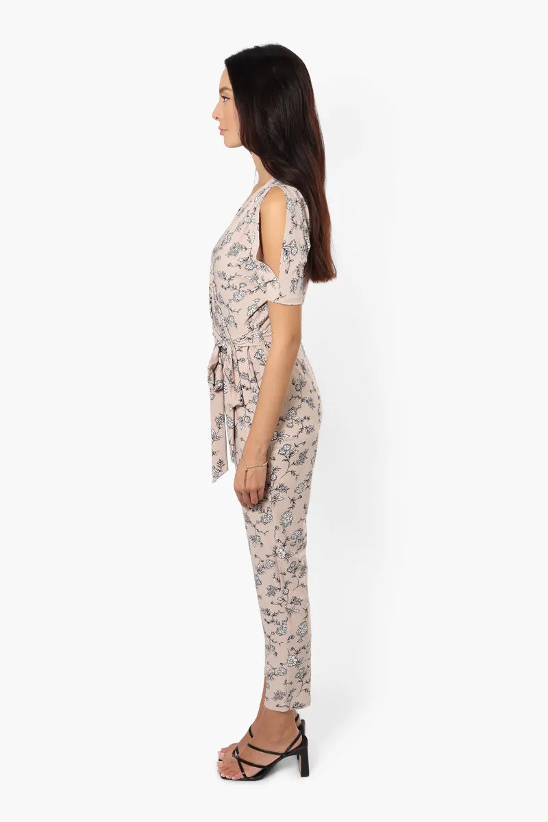 Limite Floral Cold Shoulder Belted Jumpsuit - Beige sold by Fairweather product image thumbnail 3